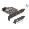 Delock PCI Express x4 Karte zu 2 x extern USB Type-C™ + 1 x intern USB 10 Gbps Typ-E Key A und 1 x 19 Pin Pfostenstecker - Low P