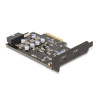 Delock PCI Express x4 Karte zu 2 x extern USB Type-C™ + 1 x intern USB 10 Gbps Typ-E Key A und 1 x 19 Pin Pfostenstecker - Low P