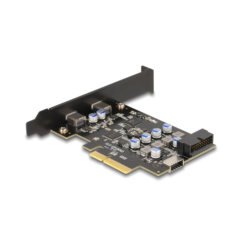 Delock PCI Express x4 Karte zu 2 x extern USB Type-C™ + 1 x intern USB 10 Gbps Typ-E Key A und 1 x 19 Pin Pfostenstecker - Low P