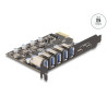 Delock USB 5 Gbps PCI Express x1 Karte zu 5 x extern Typ-A + 2 x extern USB Type-C™ Buchse