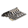 Delock USB 5 Gbps PCI Express x1 Karte zu 5 x extern Typ-A + 2 x extern USB Type-C™ Buchse
