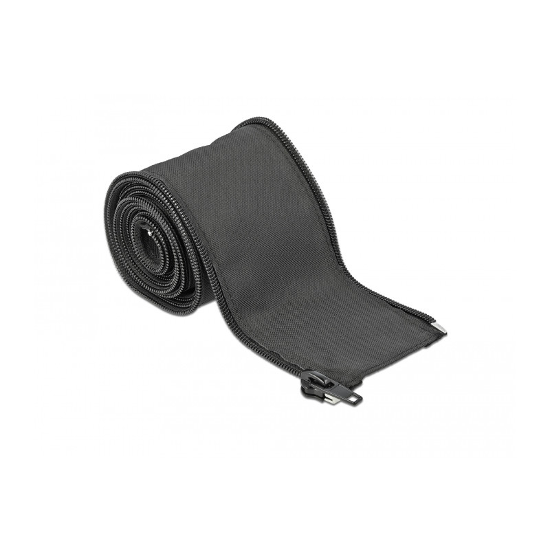 Delock Gewebeschlauch mit Reißverschluss hitzebeständig 2 m x 25 mm schwarz