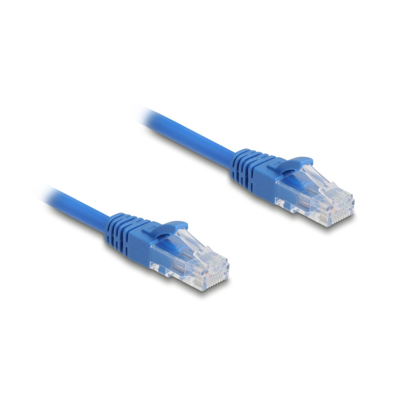 Delock RJ45 Spiralkabel Stecker zu Stecker Cat.6 UTP 0,8 m bis 1,8 m blau