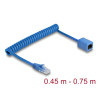 Delock RJ45 Spiralkabel Stecker zu Buchse Cat.6 UTP 0,45 m bis 0,75 m blau