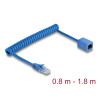 Delock RJ45 Spiralkabel Stecker zu Buchse Cat.6 UTP 0,8 m bis 1,8 m blau