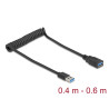 Delock USB 5 Gbps Spiralkabel Typ-A Stecker zu Typ-A Buchse 0,4 m bis 0,6 m schwarz