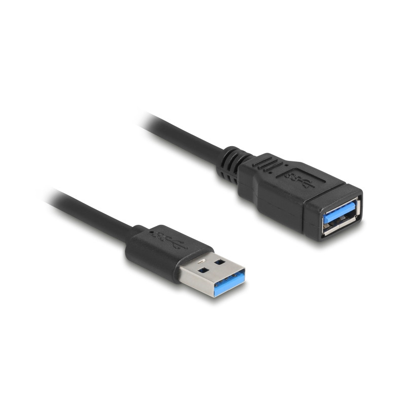 Delock USB 5 Gbps Spiralkabel Typ-A Stecker zu Typ-A Buchse 0,4 m bis 0,6 m schwarz