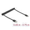 Delock USB 2.0 Spiralkabel USB Typ-A Stecker zu USB Type-C™ Stecker 0,45 m bis 0,75 m schwarz