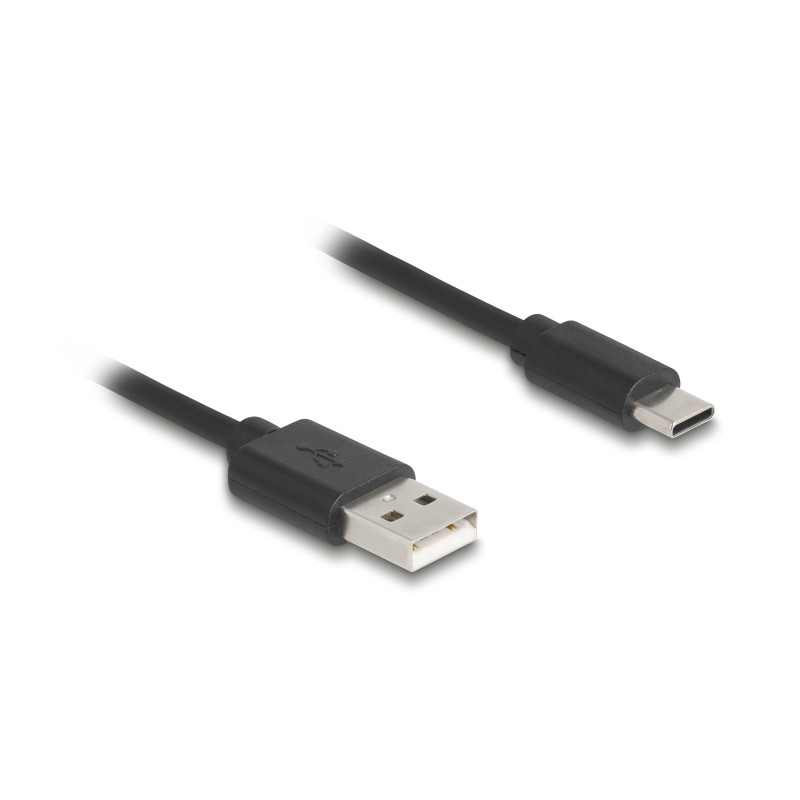 Delock USB 2.0 Spiralkabel USB Typ-A Stecker zu USB Type-C™ Stecker 0,45 m bis 0,75 m schwarz