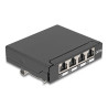 Delock Mini Desktop Patchpanel RJ45 Buchse 4 Port Cat.6A geschirmt schwarz - zur Montage an Tisch, Wand oder Hutschiene