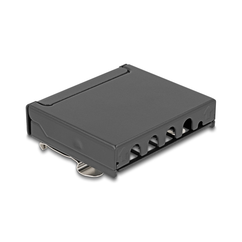 Delock Mini Desktop Patchpanel RJ45 Buchse 4 Port Cat.6A geschirmt schwarz - zur Montage an Tisch, Wand oder Hutschiene