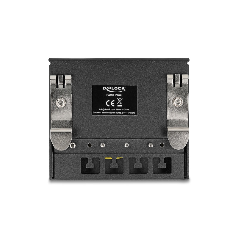 Delock Mini Desktop Patchpanel RJ45 Buchse 4 Port Cat.6A geschirmt schwarz - zur Montage an Tisch, Wand oder Hutschiene