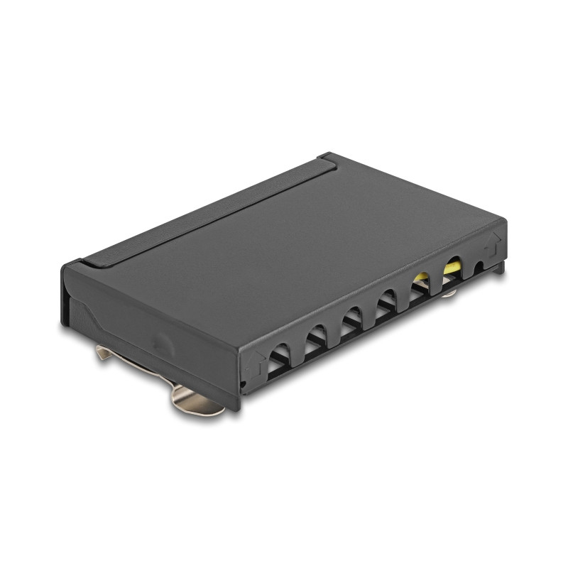 Delock Mini Desktop Patchpanel RJ45 Buchse 6 Port Cat.6A geschirmt schwarz - zur Montage an Tisch, Wand oder Hutschiene