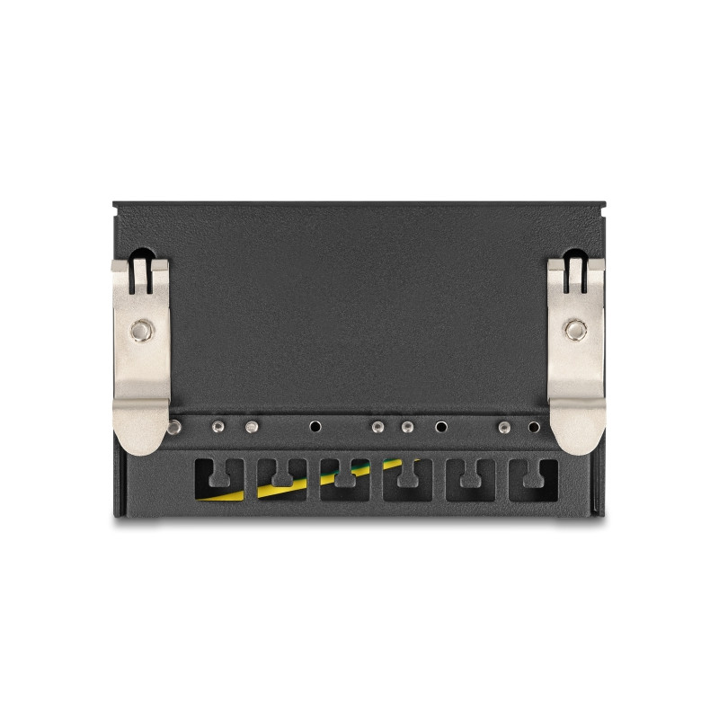 Delock Mini Desktop Patchpanel RJ45 Buchse 6 Port Cat.6A geschirmt schwarz - zur Montage an Tisch, Wand oder Hutschiene