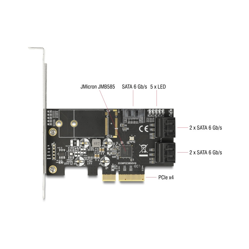 Delock 5 Port SATA PCI Express x4 Karte - Low Profile Formfaktor