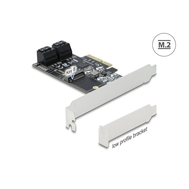 Delock 4 Port SATA und 1 Slot M.2 Key B PCI Express x4 Karte - Low Profile Formfaktor