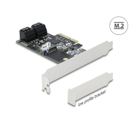 Delock 4 Port SATA und 1 Slot M.2 Key B PCI Express x4 Karte - Low Profile Formfaktor