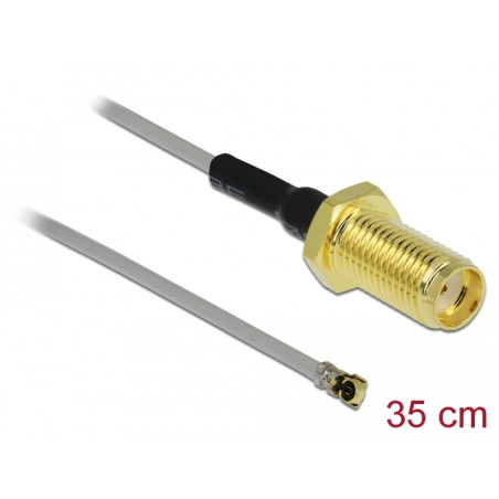 Delock Antennenkabel SMA Buchse zum Einbau zu I-PEX Inc., MHF® 4 Stecker 0.81 35 cm Gewindelänge 10 mm