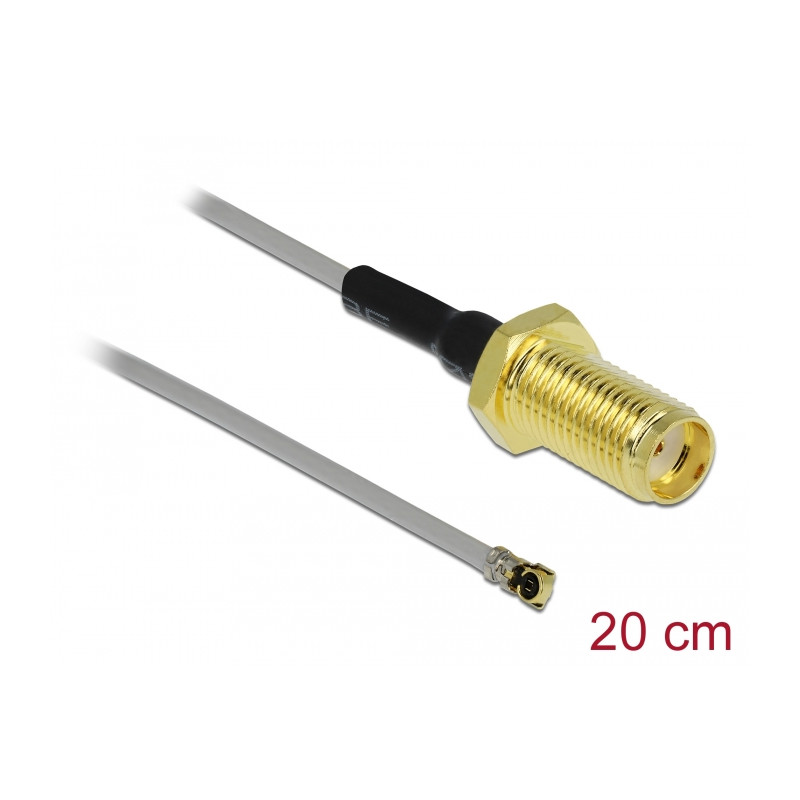 Delock Antennenkabel SMA Buchse zum Einbau zu I-PEX Inc., MHF® 4L Stecker 1.37 20 cm Gewindelänge 10 mm