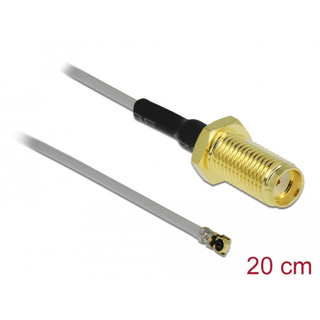Delock Antennenkabel SMA Buchse zum Einbau zu I-PEX Inc., MHF® 4L Stecker 1.37 20 cm Gewindelänge 10 mm
