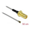 Delock Antennenkabel SMA Buchse zum Einbau zu I-PEX Inc., MHF® 4L Stecker 1.37 50 cm Gewindelänge 10 mm