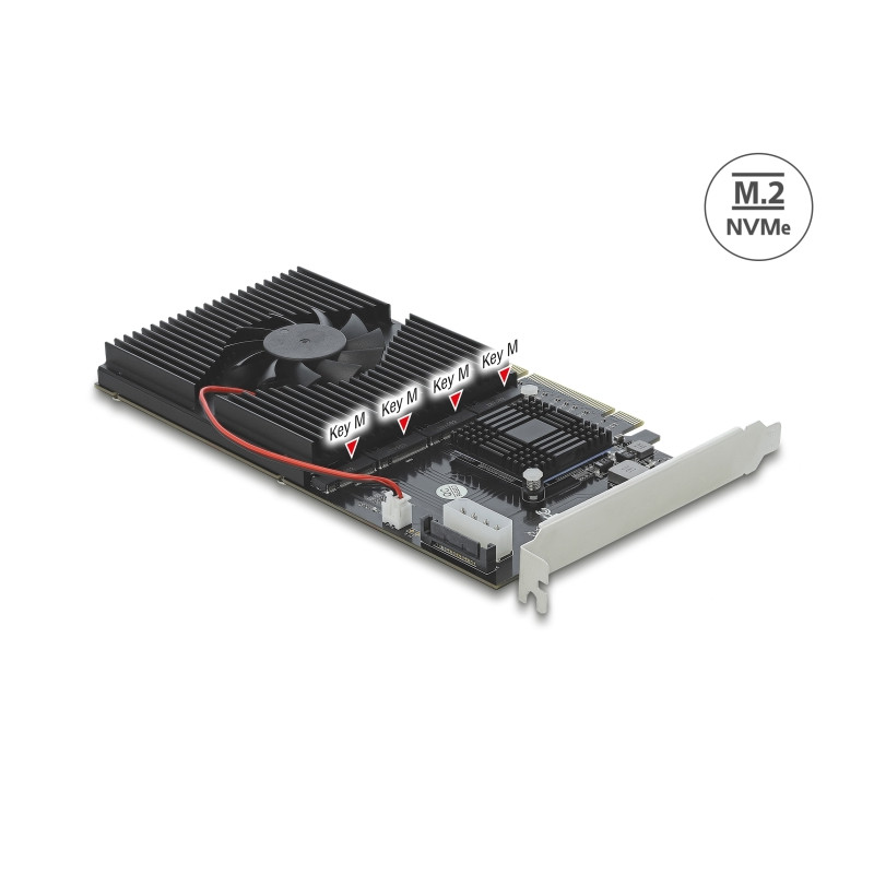 Delock PCI Express x8 / x16 Karte zu 4 x intern NVMe M.2 Key M