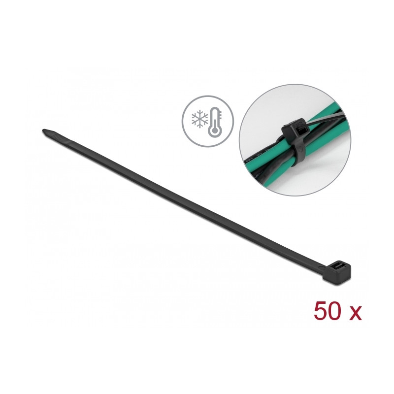 Delock Kabelbinder kälteresistent L 380 x B 7,6 mm schwarz 50 Stück