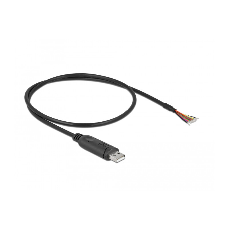 Delock Adapterkabel USB 2.0 Typ-A zu seriell RS-232 mit 9 offenen Kabelenden + Schirmung 0,5 m