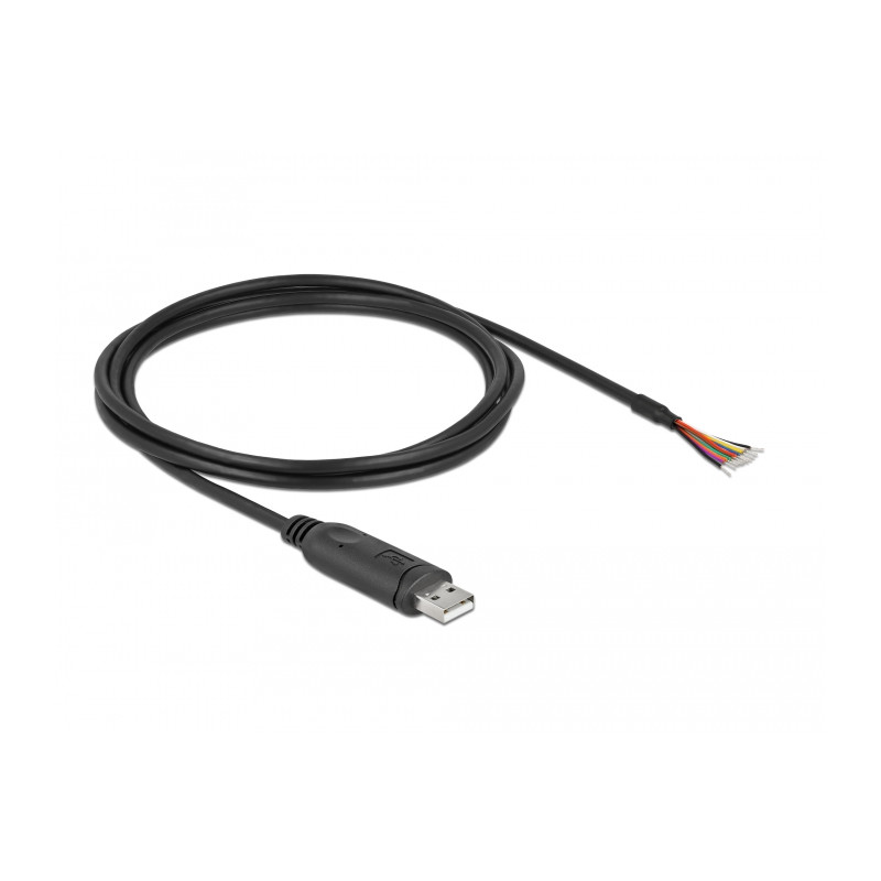 Delock Adapterkabel USB 2.0 Typ-A zu seriell RS-232 mit 9 offenen Kabelenden + Schirmung 2 m