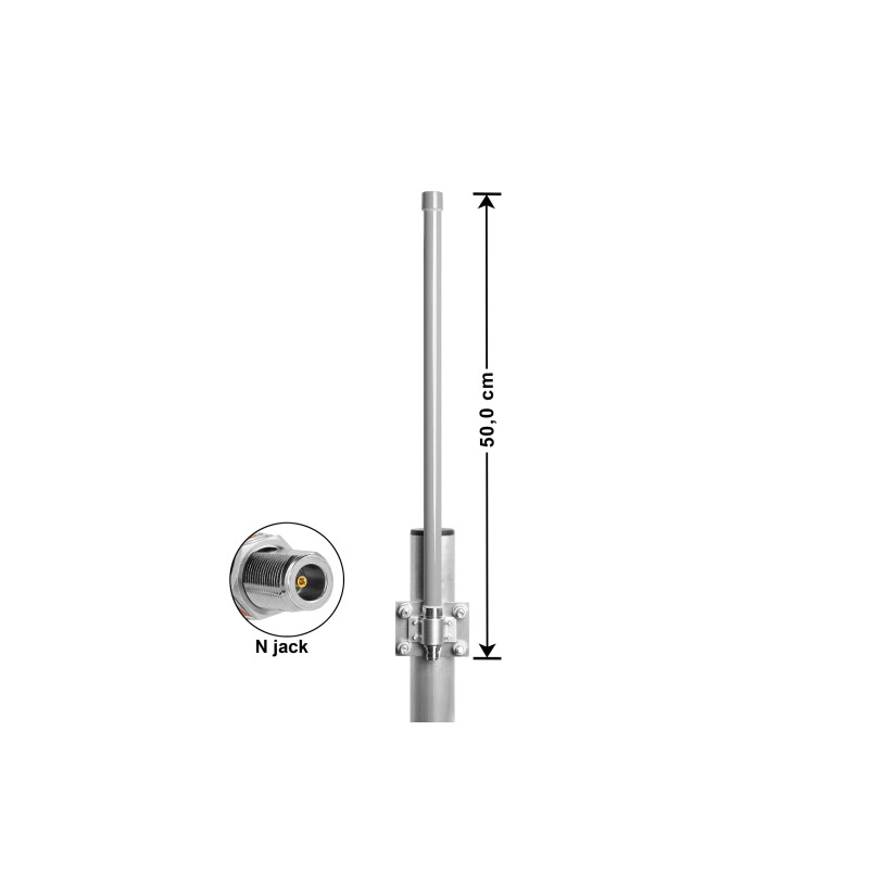 Delock 5G 3,3 - 3,8 GHz Antenne N Buchse 8 dBi 50 cm omnidirektional starr outdoor grau