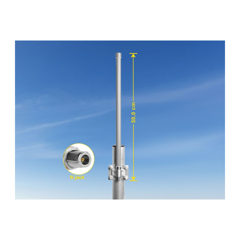 Delock 5G 3,3 - 3,8 GHz Antenne N Buchse 8 dBi 50 cm omnidirektional starr outdoor grau
