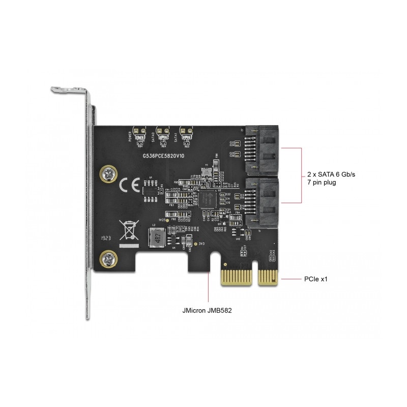 Delock 2 Port SATA PCI Express x1 Karte - Low Profile Formfaktor