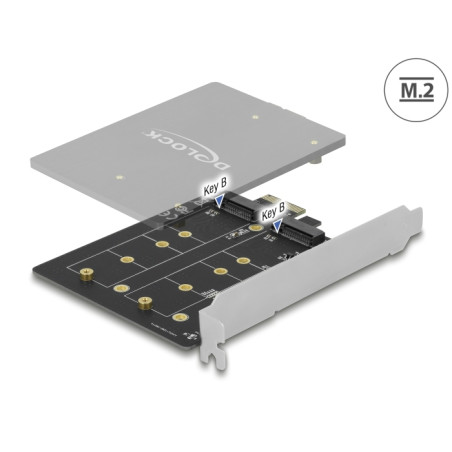 Delock PCI Express x1 Karte zu 2 x intern M.2 Key B