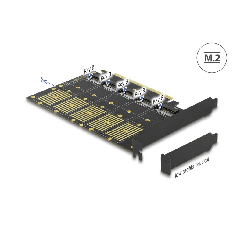 Delock PCI Express x16 Karte zu 5 x intern M.2 Key B / SATA