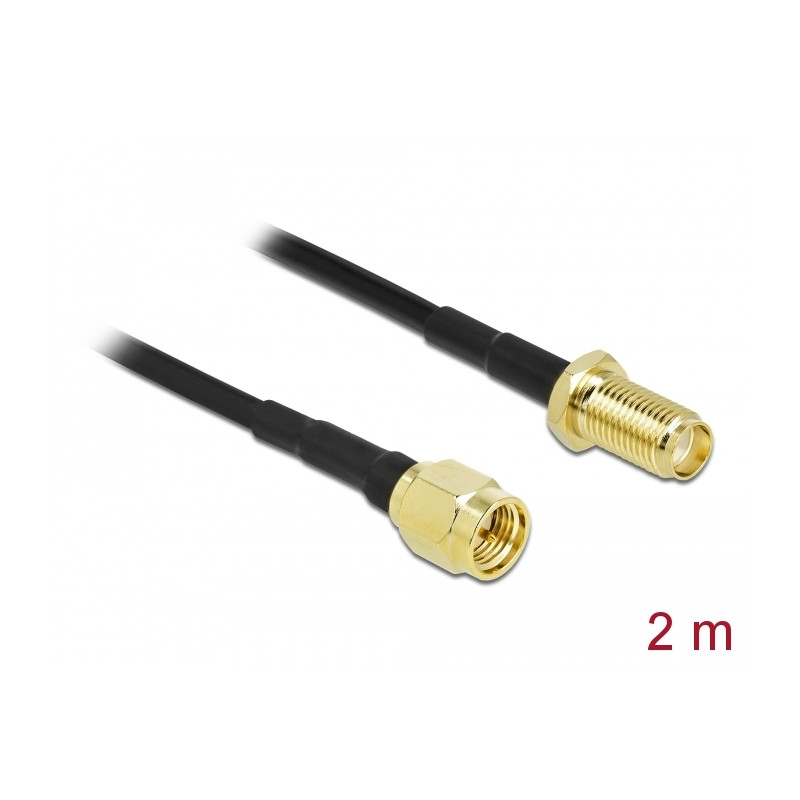 Delock Antennenkabel SMA Stecker zu SMA Buchse LMR/CFD100 2 m low loss