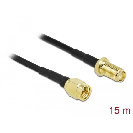 Delock Antennenkabel SMA Stecker zu SMA Buchse LMR/CFD100 15 m low loss