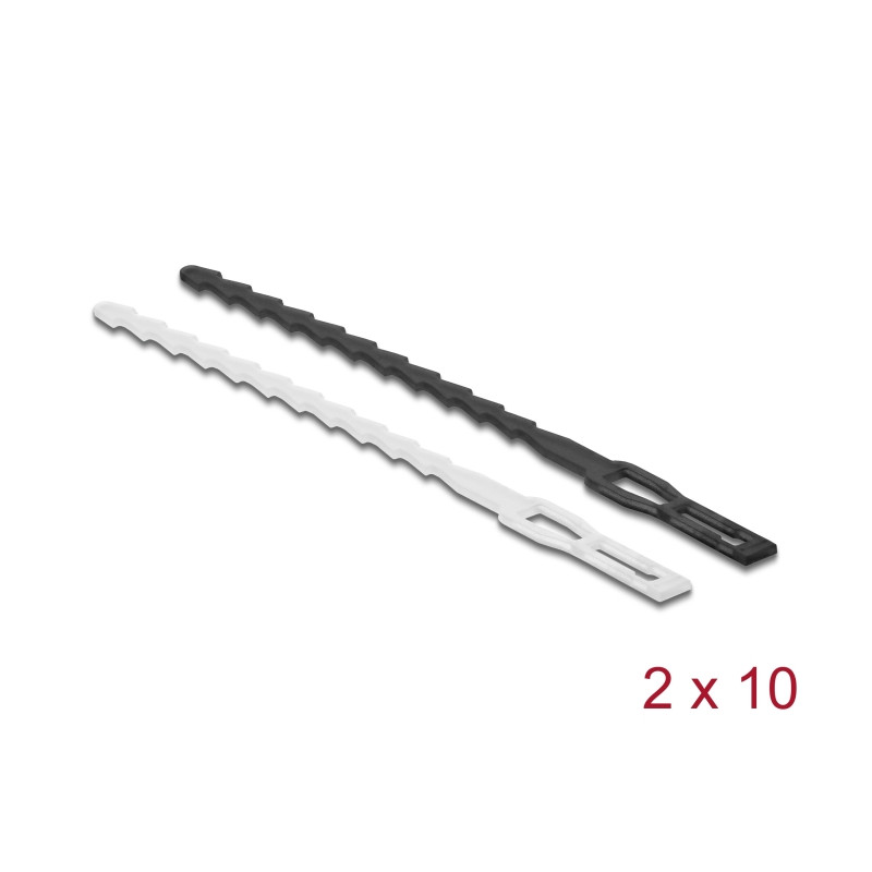 Delock Kabelbinder blitzförmig mit Befestigungsöse L 115 x B 4,5 mm wiederverwendbar 20 Stück