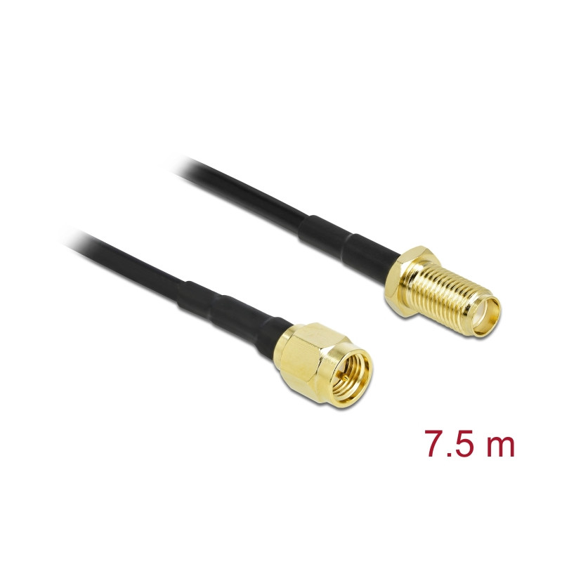 Delock Antennenkabel SMA Stecker zu SMA Buchse LMR/CFD100 7,5 m low loss