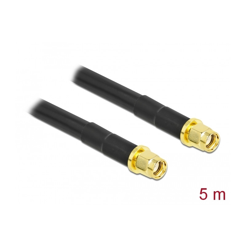Delock Antennenkabel RP-SMA Stecker zu RP-SMA Stecker LMR/CFD300 5 m low loss