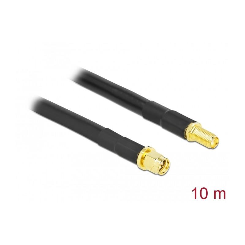 Delock Antennenkabel SMA Stecker zu SMA Buchse LMR/CFD300 10 m low loss