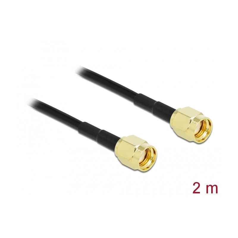Delock Antennenkabel RP-SMA Stecker zu RP-SMA Stecker LMR/CFD100 2 m low loss