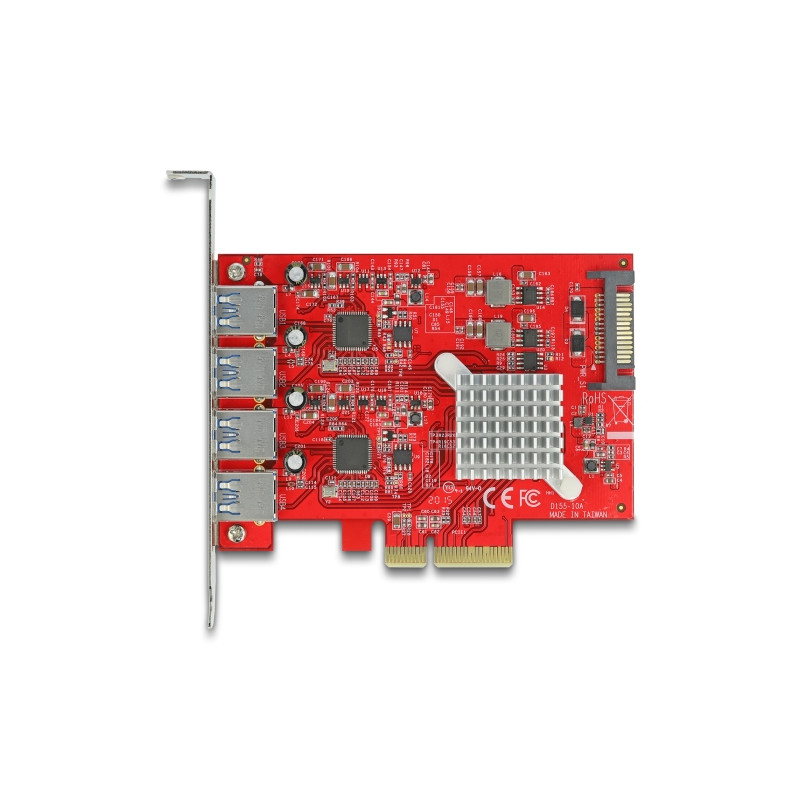 Delock PCI Express x4 Karte zu 4 x extern USB 10 Gbps Typ-A Buchse