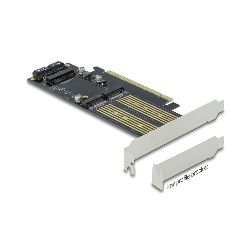 Delock PCI Express x16 Karte zu 1 x M.2 Key B + 1 x NVMe M.2 Key M + 1 x mSATA - Low Profile Formfaktor