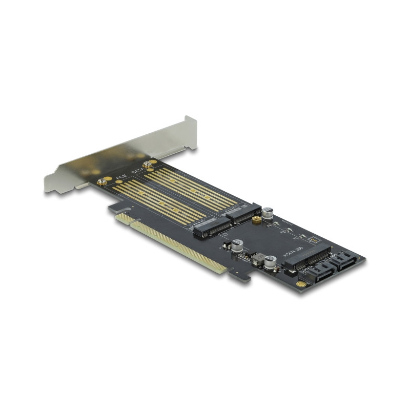 Delock PCI Express x16 Karte zu 1 x M.2 Key B + 1 x NVMe M.2 Key M + 1 x mSATA - Low Profile Formfaktor