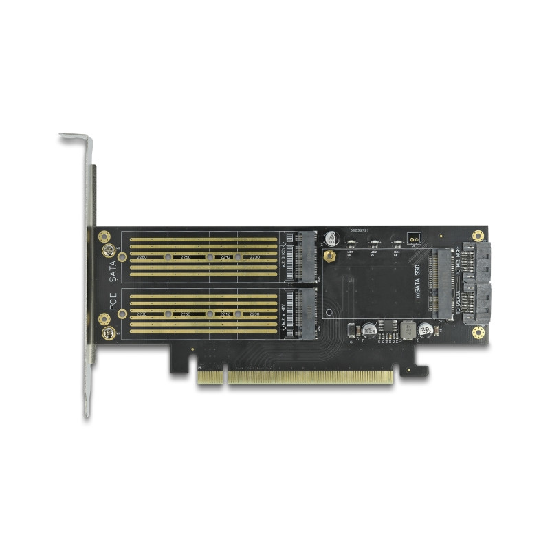 Delock PCI Express x16 Karte zu 1 x M.2 Key B + 1 x NVMe M.2 Key M + 1 x mSATA - Low Profile Formfaktor