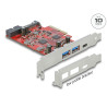 Delock PCI Express x4 Karte zu 1 x extern USB Type-C™ Buchse + 2 x extern USB Typ-A Buchse SuperSpeed USB 10 Gbps + 1 x intern U