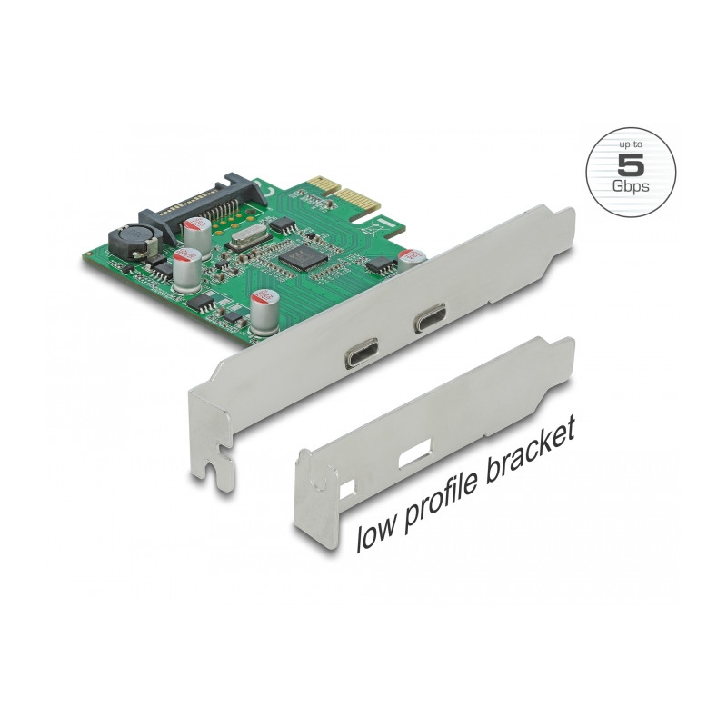 Delock PCI Express x1 Karte zu 2 x extern USB 5 Gbps USB Type-C™ Buchse