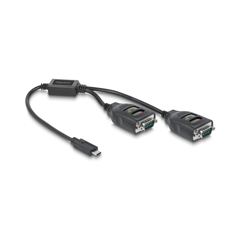 Delock Adapter USB Type-C™ zu 2 x Seriell RS-232 DB9 mit 15 kV ESD Schutz