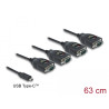 Delock Adapter USB Type-C™ zu 4 x Seriell RS-232 DB9 mit 15 kV ESD Schutz