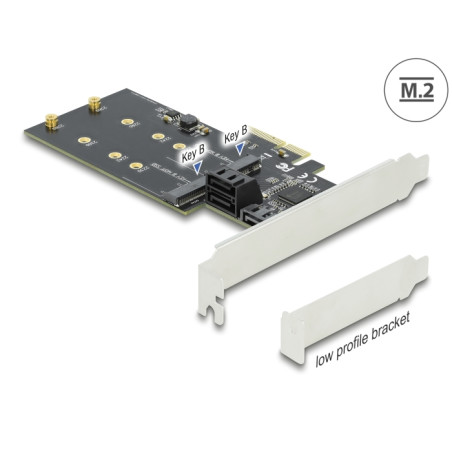 Delock 3 Port SATA und 2 Slot M.2 Key B PCI Express x4 Karte - Low Profile Formfaktor